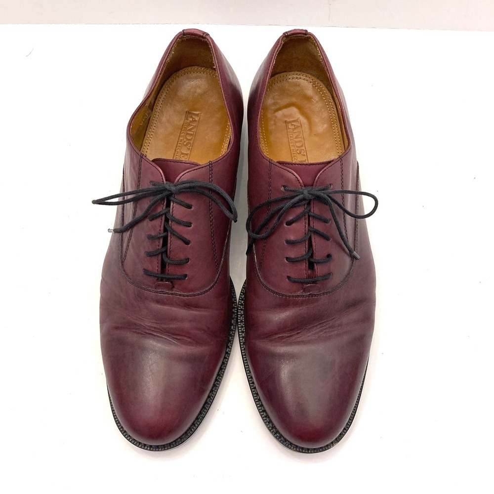 Lands End Burgundy‎ Leather Oxford Shoes Mens 10 M Lace Up Leather Lined